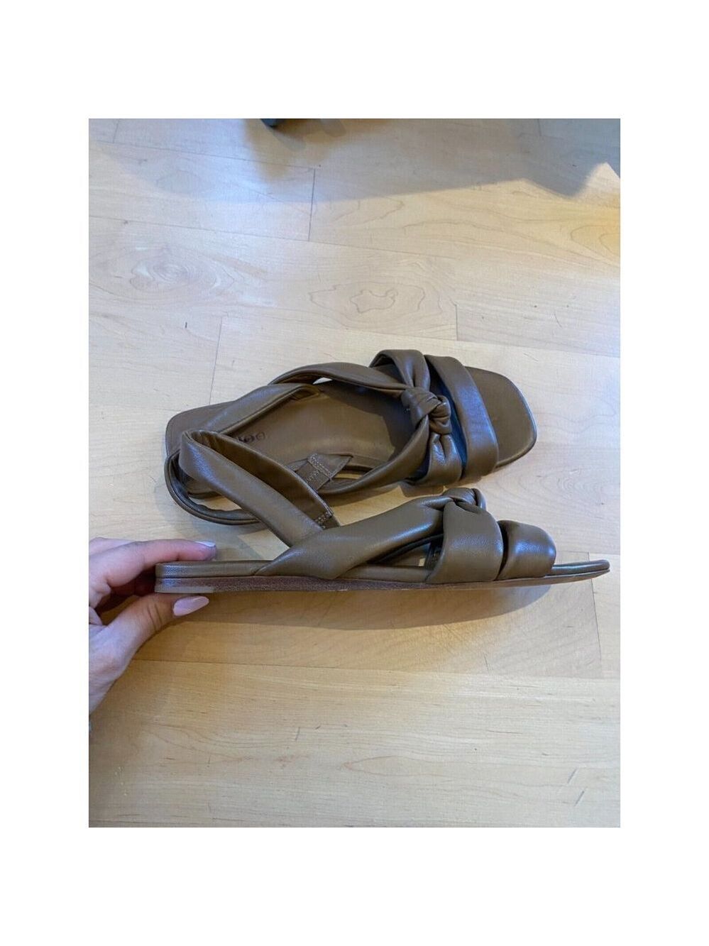 VINCE NEW Women's brown "Elm" knot sandals leather slingback flats - Picture 3 of 6